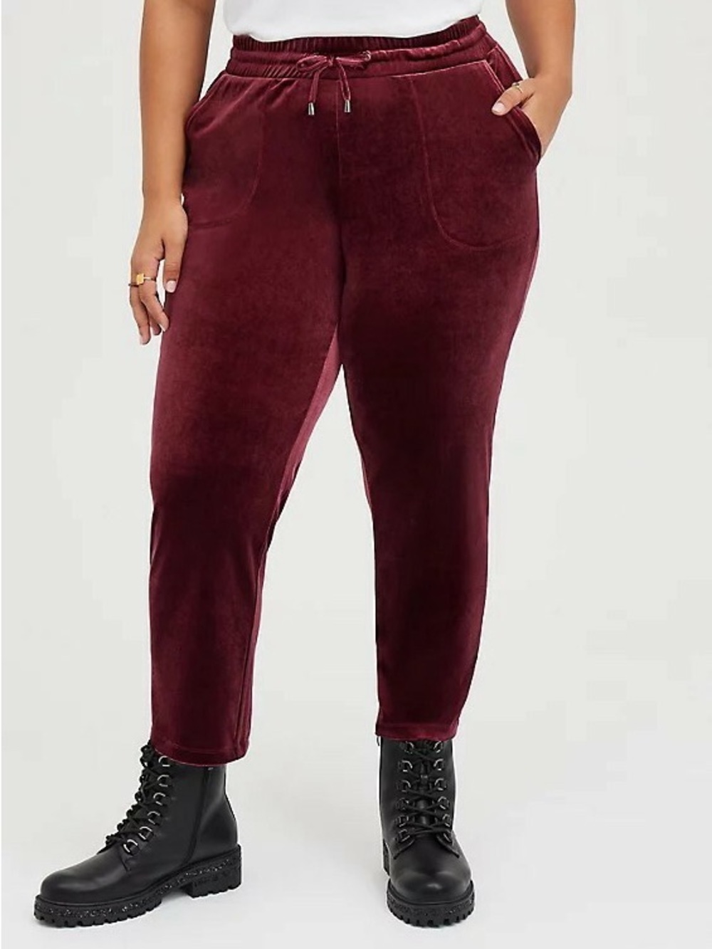 Torrid Velvet Tie Front Taper Pull On Pant